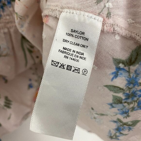 Saylor Clover Smocked Peasant Blouse Top Shirt Womens Medium Pink Floral - Picture 5 of 7